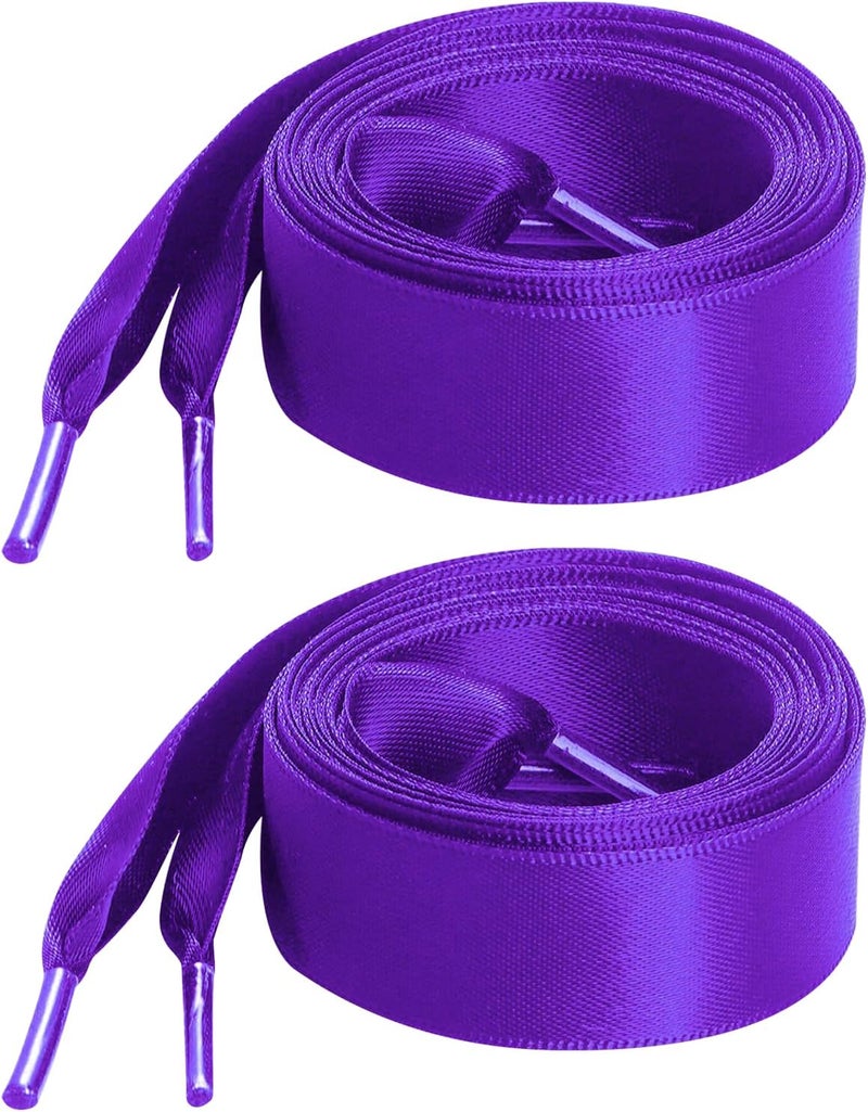 Marrywindix 2 Pairs 47" Flat Satin Ribbon Shoelaces Silk Shoestring Wide Shoe Laces for Sneaker Skate Shoes Boots Sport Shoes - Image 1